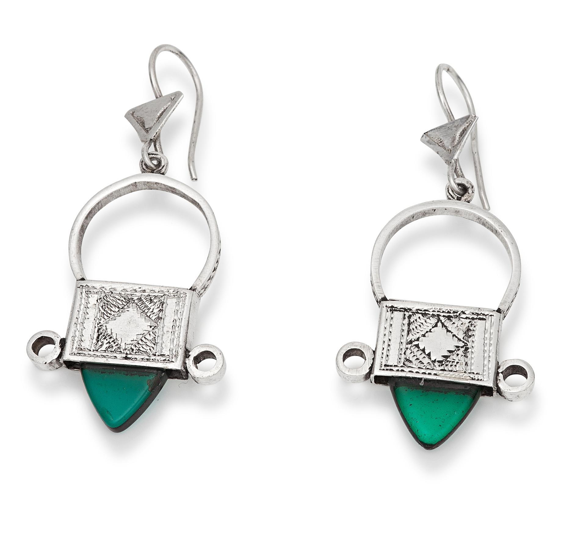 Green Glass and Silver Ingal Cross, silver and glass