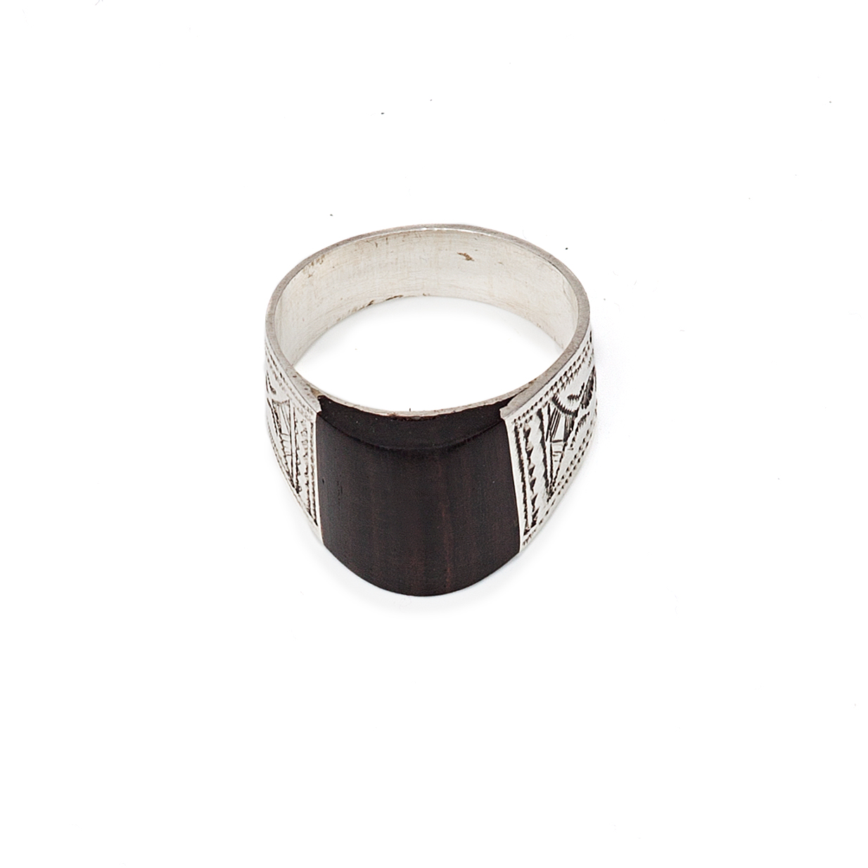 Silver Ring With Recycled Ebony Insert