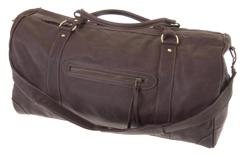 Brown leather travel bag from Zambia