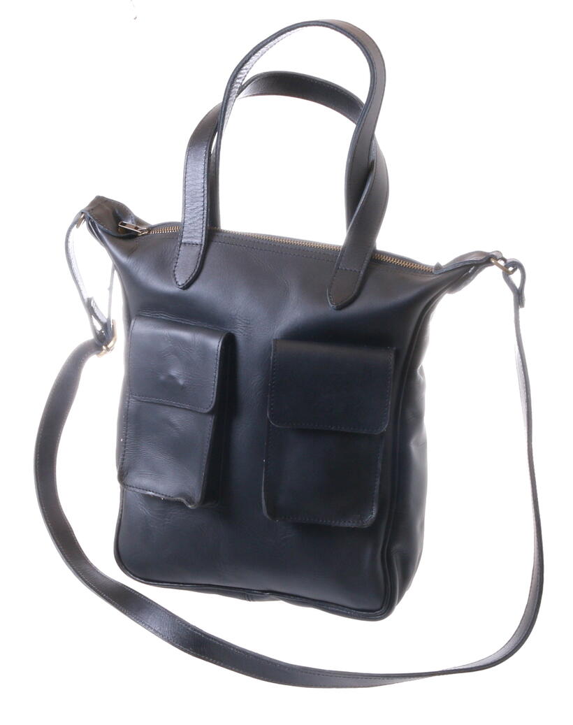 Gundara - black cross-body bag genuine cow leather - handmade & fair from Ethiopia