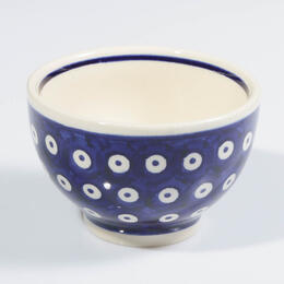 small bowl from Boleslawiec, Poland, in cobalt blue