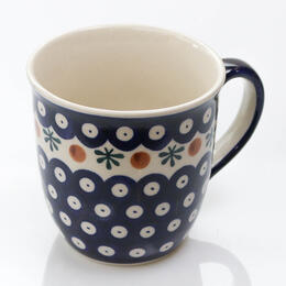 cobalt blue mug with red dots from Boleslawiec