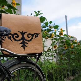 Gundara - Dariha the Second - Leather Bag - Black leather Kyrgyz tribal pattern 