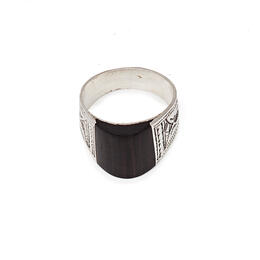 Silver Ring With Recycled Ebony Insert