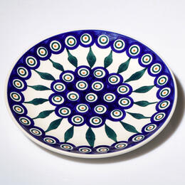 peacock eye and leaves pattern 19cm dessert plate