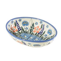 blue and orange flowers soap dish