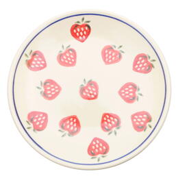 17cm dessert plate with a straberry pattern hand painted in Poland, Boleslawiec