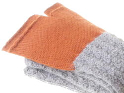 baby alpaca arm warmers in orange and grey