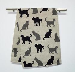 cats shadows linen cotton towel
