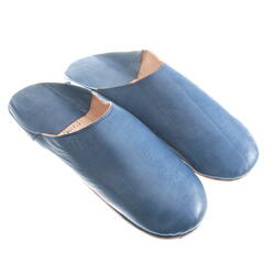 blue babouches for men from morocco